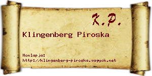 Klingenberg Piroska névjegykártya